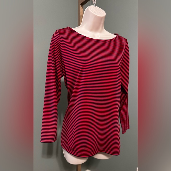 Vineyard Vines Tops - Vineyard Vines Red and Black Striped Sankaty Long Sleeve Tee